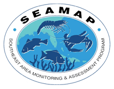 A logo of sea animals and the words " seamap southeast area monitoring & assessment program ".